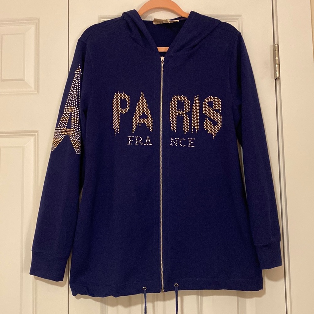 Antthony by Antthony Mark Hankins PARIS France Studded Blue jacket with hood